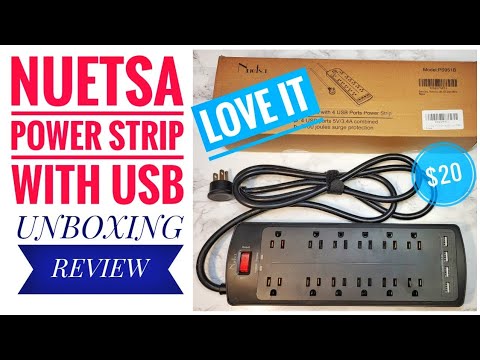 REVIEW NUESTSA SURGE PROTECTOR POWER STRIP WITH USB love it! $20
