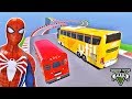 Homem Aranha e Heróis no Desafio na Mega Rampa com ÔNIBUS - GTA V Mods - IR GAMES