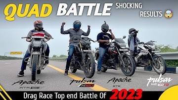 Pulsar N160 Vs Tvs Apache Rtr160 2v Vs Pulsar Ns160 Vs Apache Rtr160 4v Drag Race || Quad Battle