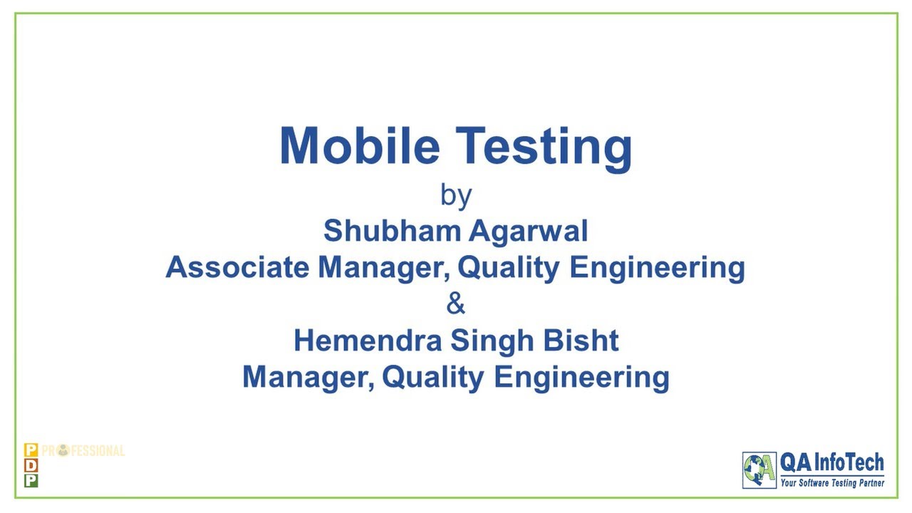 Mobile Testing Training Session | Professional Development Program - QA ...
