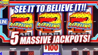 SIZZLING 7 HIGH LIMIT  SLOT MACHINE WITH 5 INSANE JACKPOTS ★  MASSIVE JACKPOT WINS! INSANE!