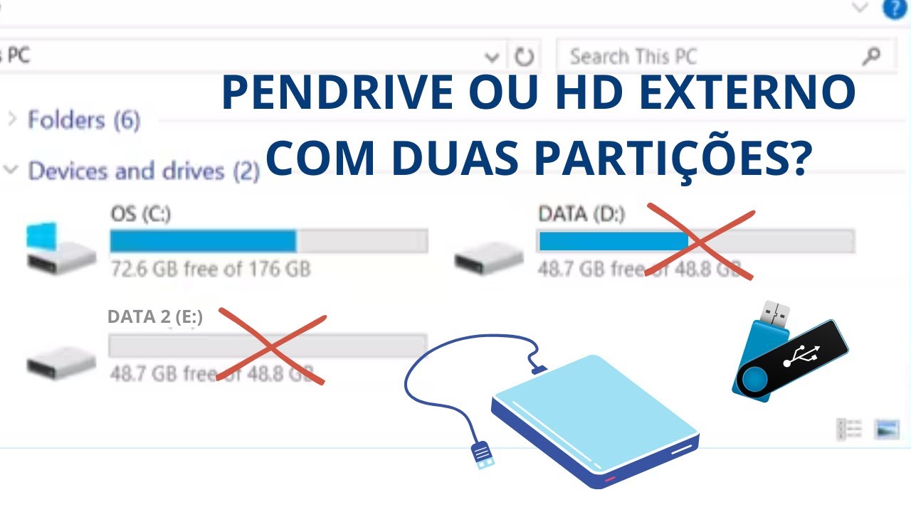 HD EXTERNO ou PENDRIVE está com DUAS PARTIÇÕES, como RESOLVER! - YouTube
