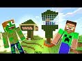 ZOMBİK VE STEVE AĞAÇ EV YAPIYOR 😱 - Minecraft