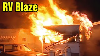 Blazing RV Fire: Travel Trailer Goes Up In Flames in LA Mobile Home Park!