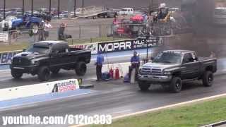 6.7 Cummins vs 5.9 12 Valve Cummins Diesel Drag Race