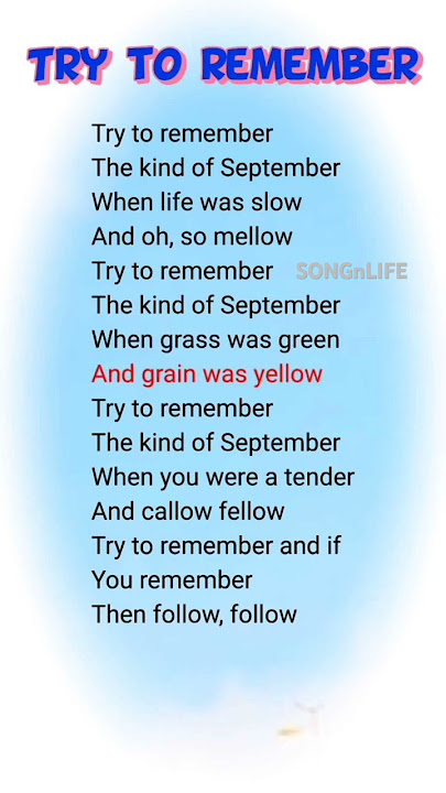 Try to Remember | Nana Mouskouri #lyrics #english