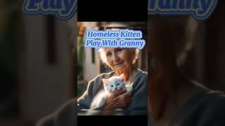 Homeless Kitten Play With Granny #cat #cute #kitten   #cuteanimals #catshorts #shortsviral #ai