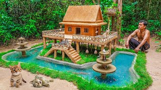 Build Fish Pond Swimming pool around cat house and raising red fish