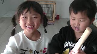 ３歳＆８歳　バレンタイン頑張る