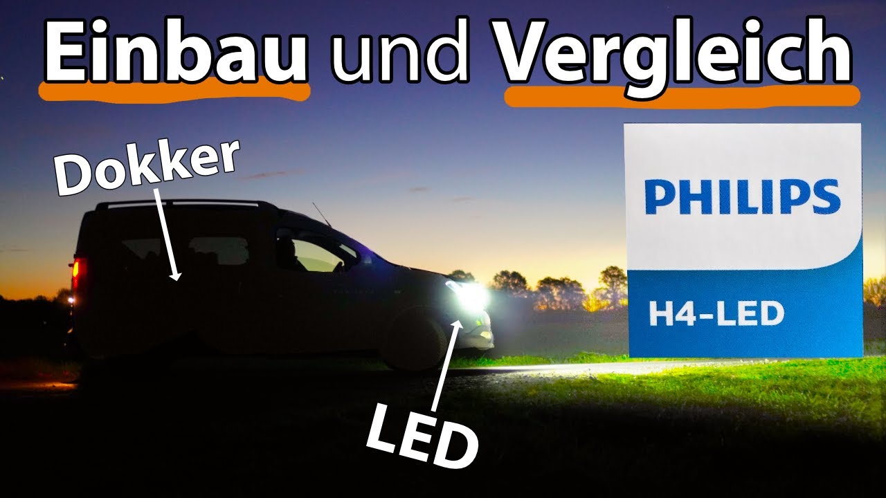 LED Lampen im Dacia DOKKER 💡 Philips H4 LED Einbau und Vergleich. Helleres  Abblendlicht + Fernlicht 