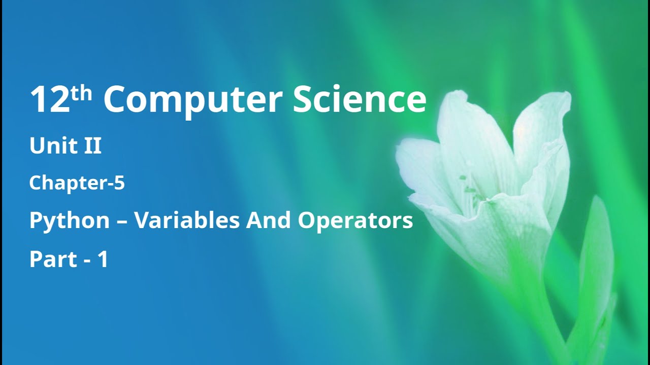 Class 12 Computer Science - Unit-1: Chapter-5: Python – Variables And ...