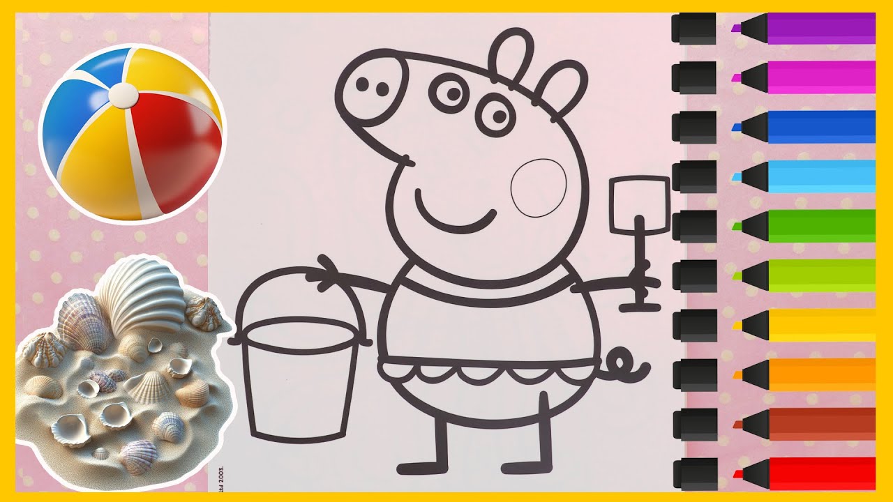 Peppa Pig Vacances à la Plage | Coloriage et Autocollants