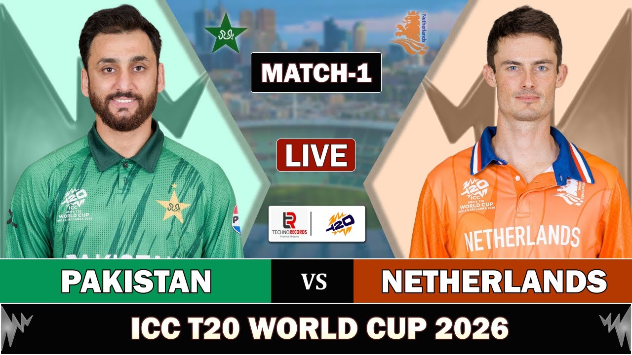 PAKISTAN vs NETHERLANDS MATCH 1 LIVE SCORES | PAK vs NED LIVE MATCH COMMENTARY | T20 WORLD CUP 2026