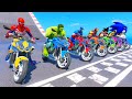 SPIDERMAN &amp; Guadian of the Galaxy III Car Racing Challenge on Motobikes Kawasaki ZH2 SE 2022