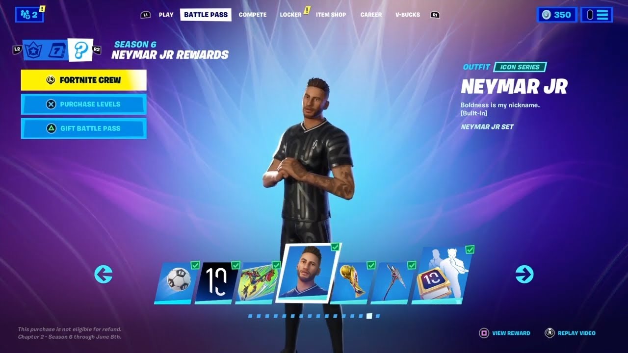 *NEW* Neymar Jr Skin Bundle And Gameplay - Solo Victory Royale No Commentary  (Fortnite Season 6)