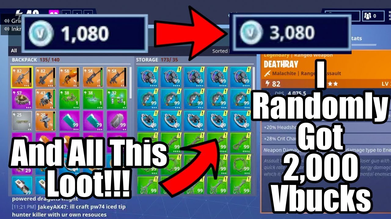 I Randomly Got Given 2000 Vbucks And A Lot Of Building Resources...  Fortnite Save The World - 