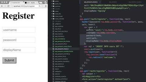 Server Side JavaScript - authentication MySQL 3 : register