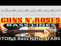 GUNS N' ROSES Bass Lines - TOP 5 GNR BASS RIFFS with TABS - Duff McKagan