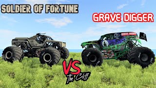 Monster Truck Gaming l Soldier of Fortune VS Grave Digger Challenge BeamNG Drive The Cliff @ The Hil
