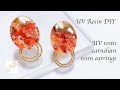 【UVレジン】UV resin jewelry Tutorial/UV resin carnelian resin earrings/DIYでカーネリアンのレジンピアス作ってみました♡