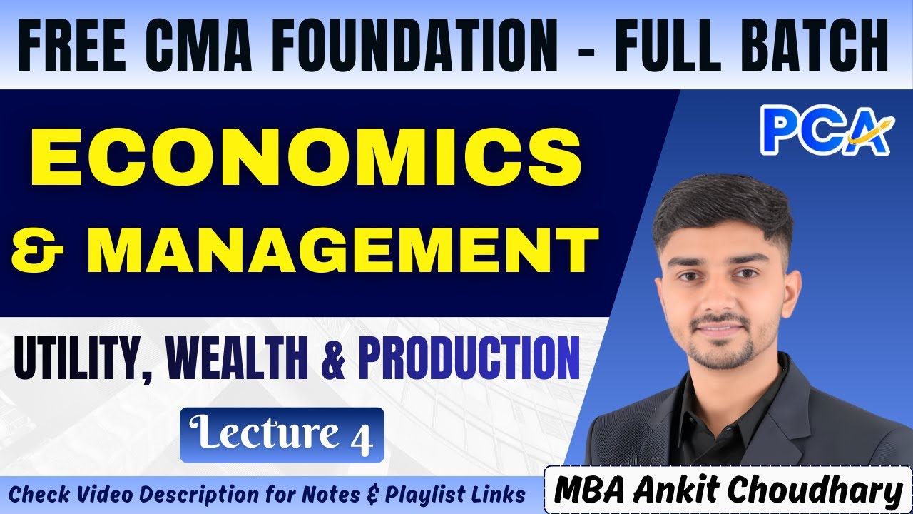 L4. Utility, Wealth & Production | Economics & Management | MBA Ankit Choudhary | CMA Foundation#cma