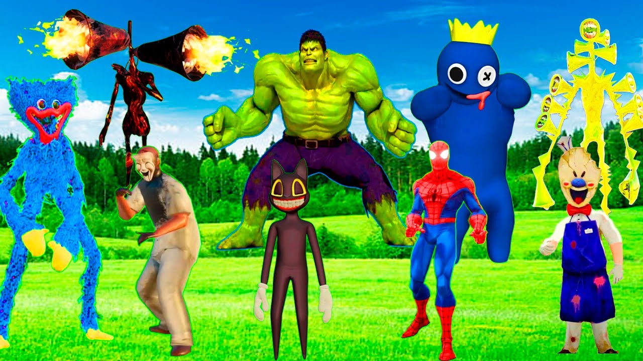 Siren head radion VS Cartoon Cat Huggy Wuggy Rainbow friends Hulk Ice ...