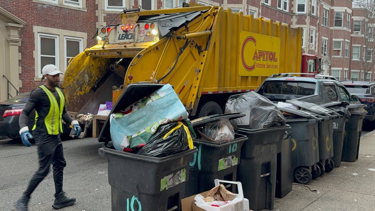 Capitol Waste Leach Garbage Truck Packing Heavy Boston Trash