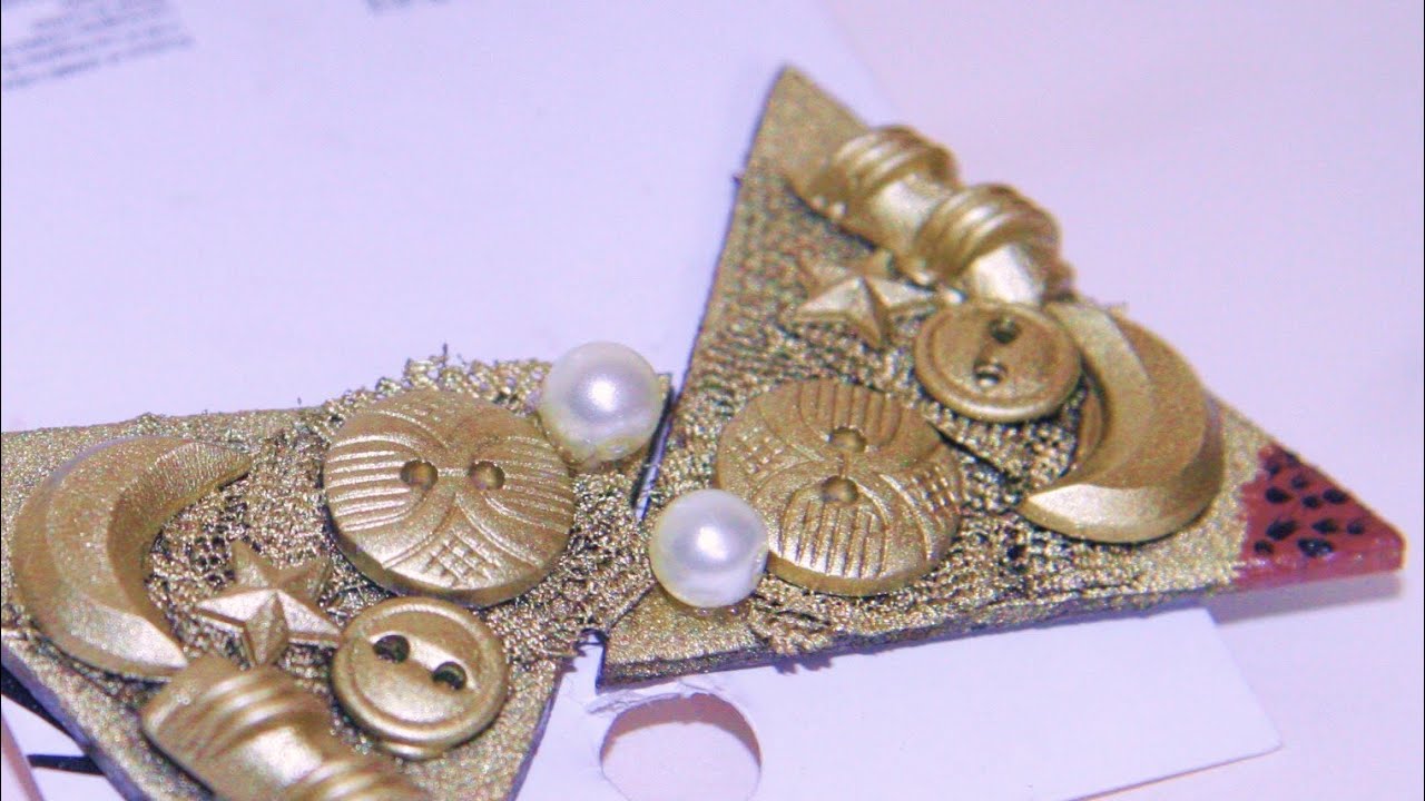 DIY Gold Triangle Earrings w/ Buttons [CC]