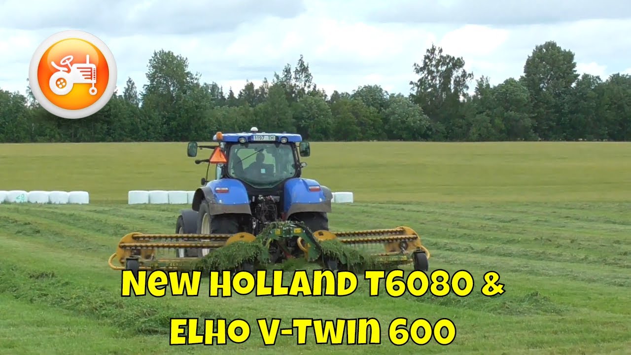 Ehlo Rake Silage 2020 | New Holland T6080 & Elho V-Twin 600 rake - YouTube
