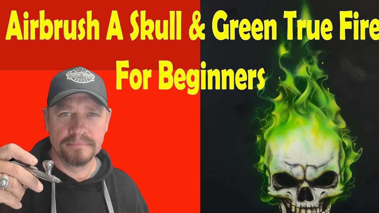 How To Airbrush A Skull & Green True Fire For Beginners