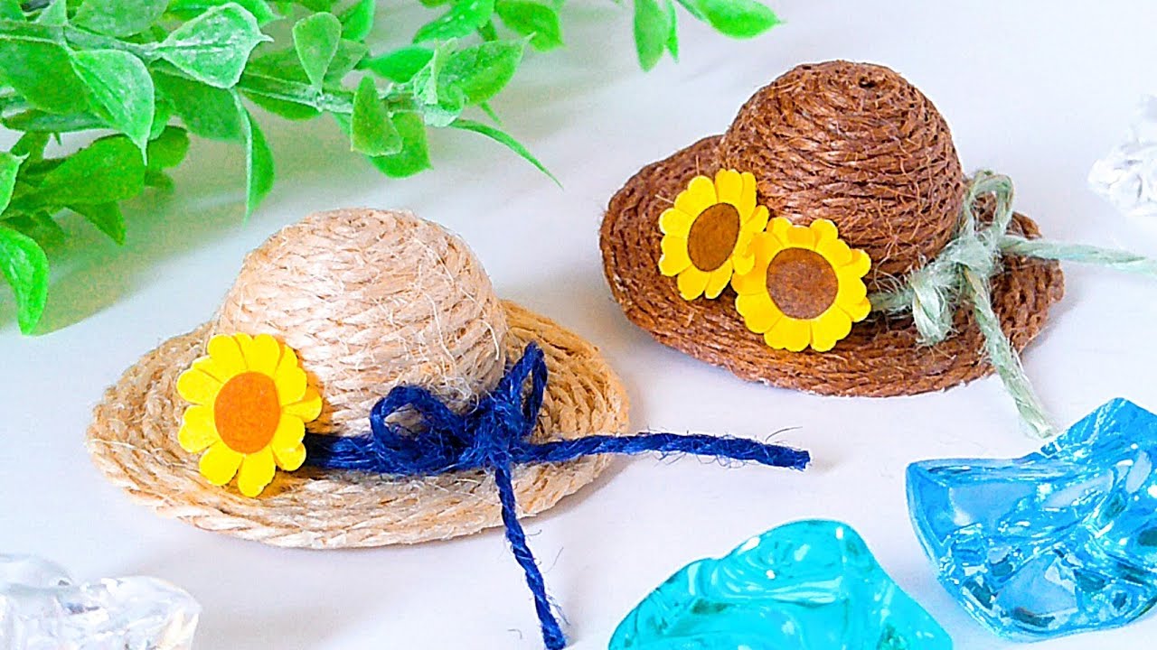 【簡単】100均だけで作る✨カワイイ麦わら帽子【編まずに出来る】DIY How to make a straw hat.Paper sunflower