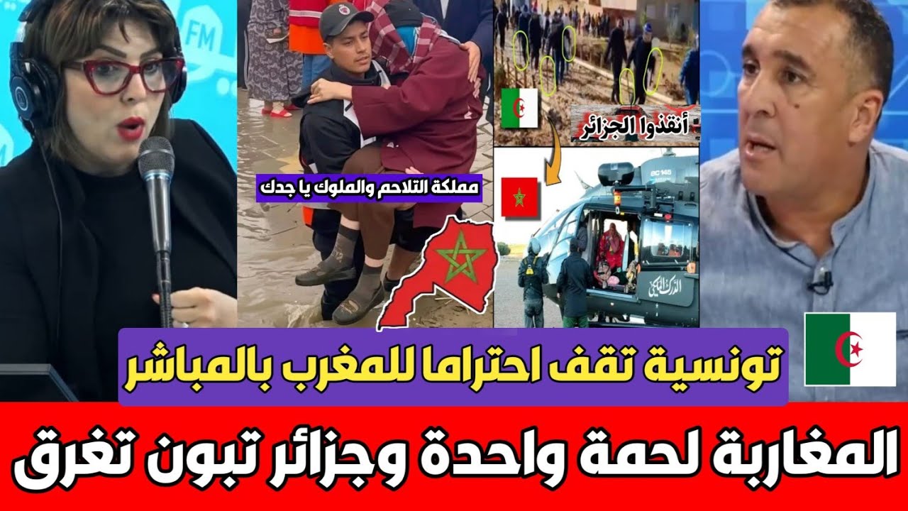 عاجل أول مذيعة تونسية تقف احتراما للمغرب بعد النجاح في التعامل مع الفيضانات وغليزان الجزائر تستغيث 