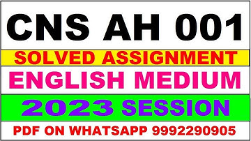 cns ah 001 solved assignment 2023-24 | cns ah 1 solved assignment in english 2024 | cns ah 1 2024