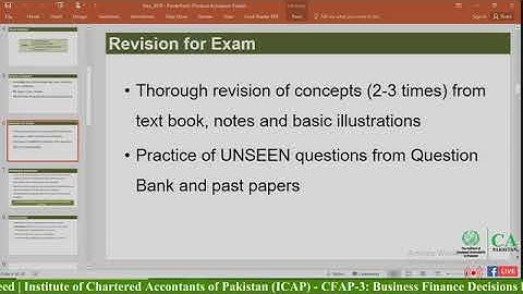 Exam Focused Revision Classes on CFAP-4 Lec 1