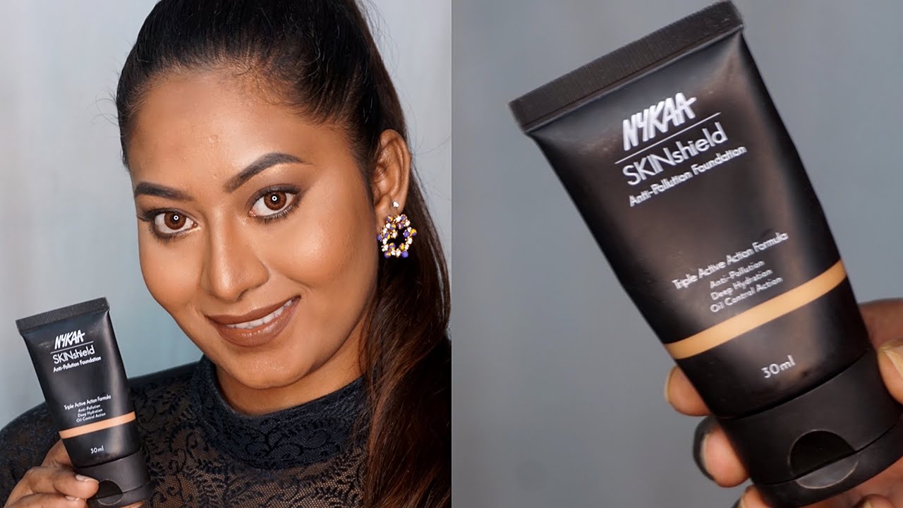 Nykaa SKIN Shield Anti Pollution foundation 13 Foxy Chestnut | REVIEW & DEMO |