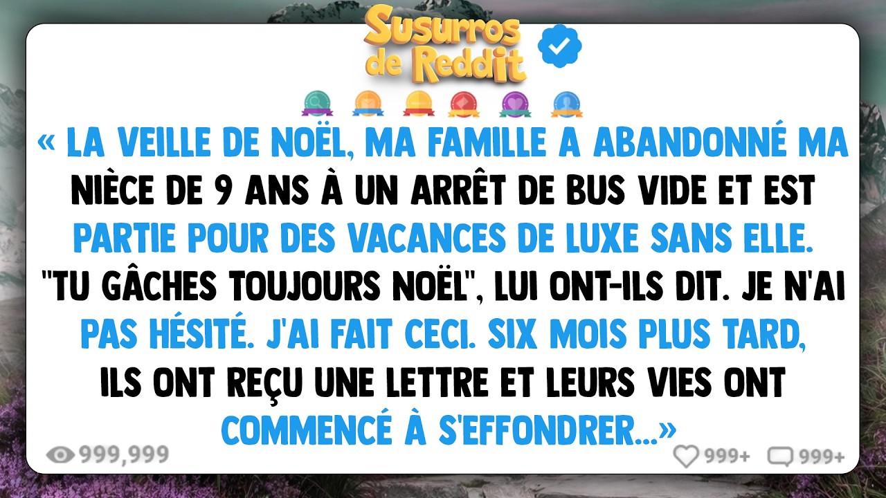 La veille de Noël, ma famille a abandonné ma nièce de 9 ans à un arrêt de bus VIDE et est partie...