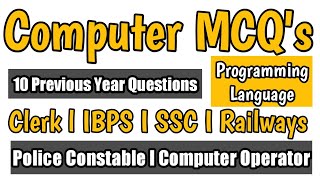 MCQs for Computer Programming Languages | Computer GK Mcq Questions | programming languages mcqs