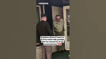 Grandson drives 5 hours to do first salute with grandpa after he missed his Army commissioning ❤️❤️