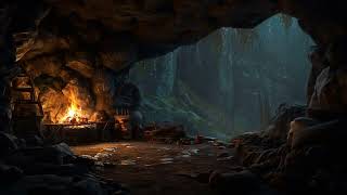 36 Hour Trapped in a cave - Staying warm by the fire in a cave during a heavy rain storm