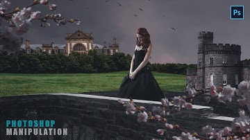 photoshop manipulation | speed art | alone girl with castle photo manipulation tutorial | speed art