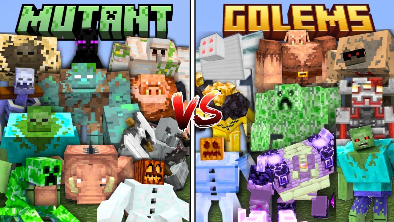 ALL MUTANT MOBS vs THEIR GOLEMS in Minecraft Mob Battle - YouTube