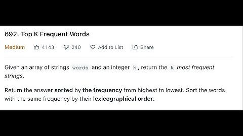 LeetCode 692 - Top K Frequent Words - Java