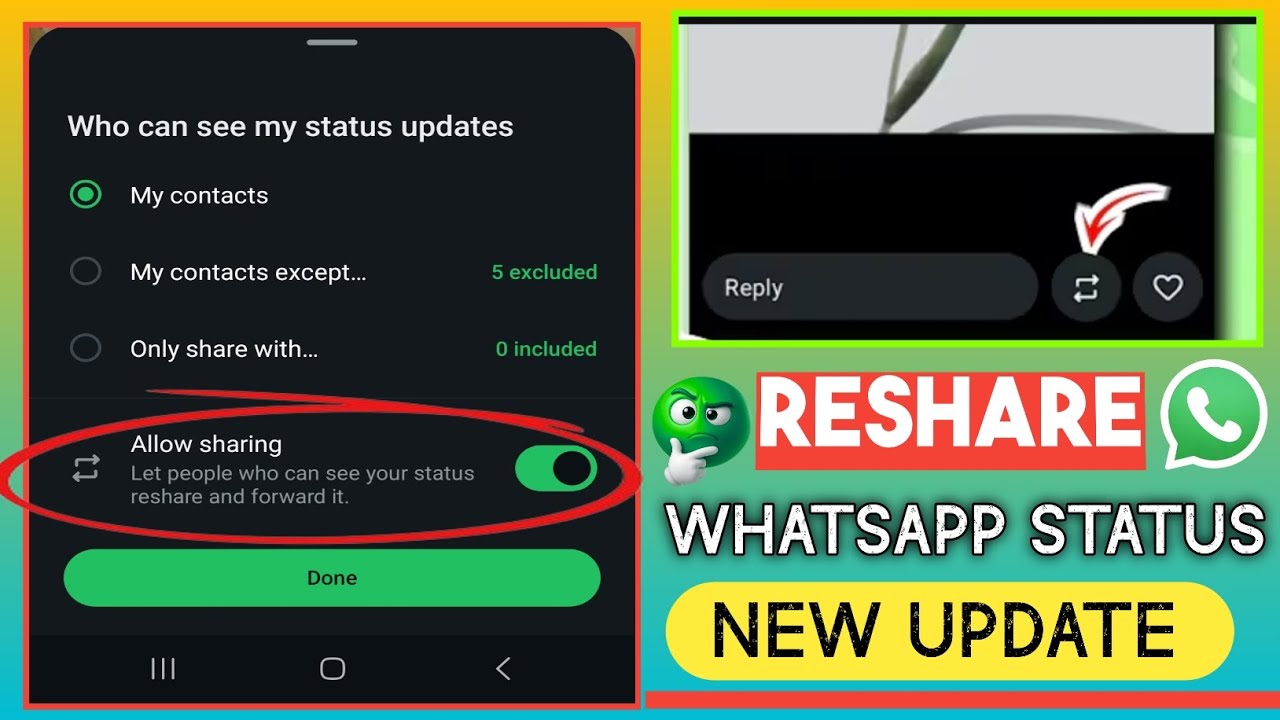 whatsapp status allow shareing option kya hai/whatsapp shareing new ...