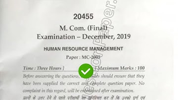 Dec 2019 Mdu MCom DDE Final Human Resource Question Paper