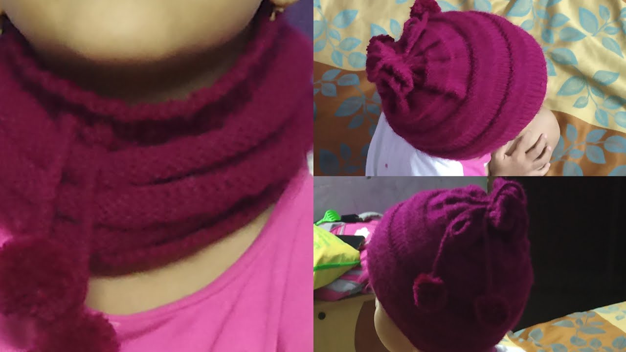 2 in 1 cap and neck warmer design in knitting machine (निटिंग मशीन में