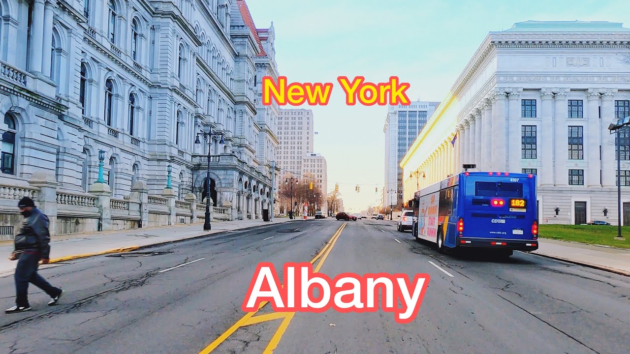 Driving Downtown Albany, New York (NY), USA The Streets Surrounding