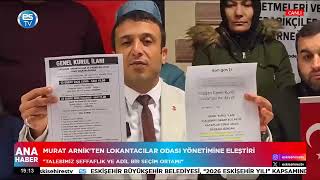 Murat Arnikten Lokantacılar Odası Yönetimine Eleştiri