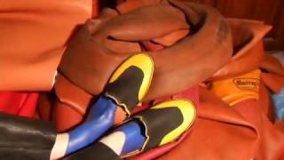 Removing Blue Latex Swim Socks From My Painted Male Feet