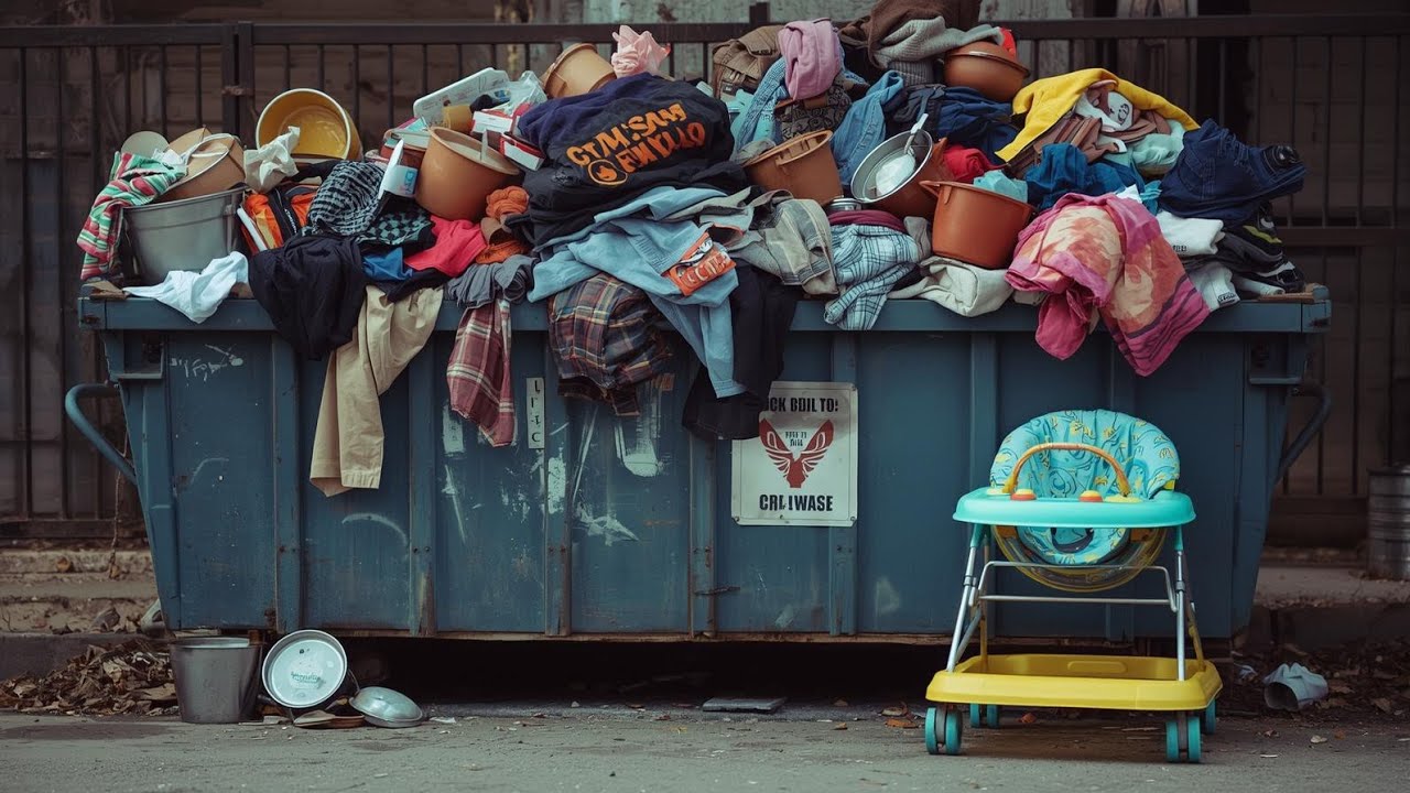 OLLAS, ROPAS, ANDADOR DE BEBE, DE TODO TIRADO A LA BASURA 