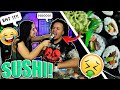 MY GIRLFRIEND MADE ME EAT SUSHI FOR THE FIRST TIME! *never again*